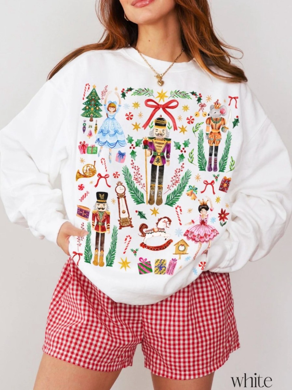 Vintage Gildan White Nutcracker Holiday Christmas Sweatshirt